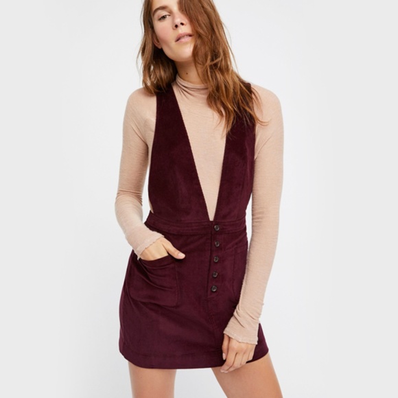 Free People Dresses & Skirts - Free People Burgundy Old School Corduroy Jumper